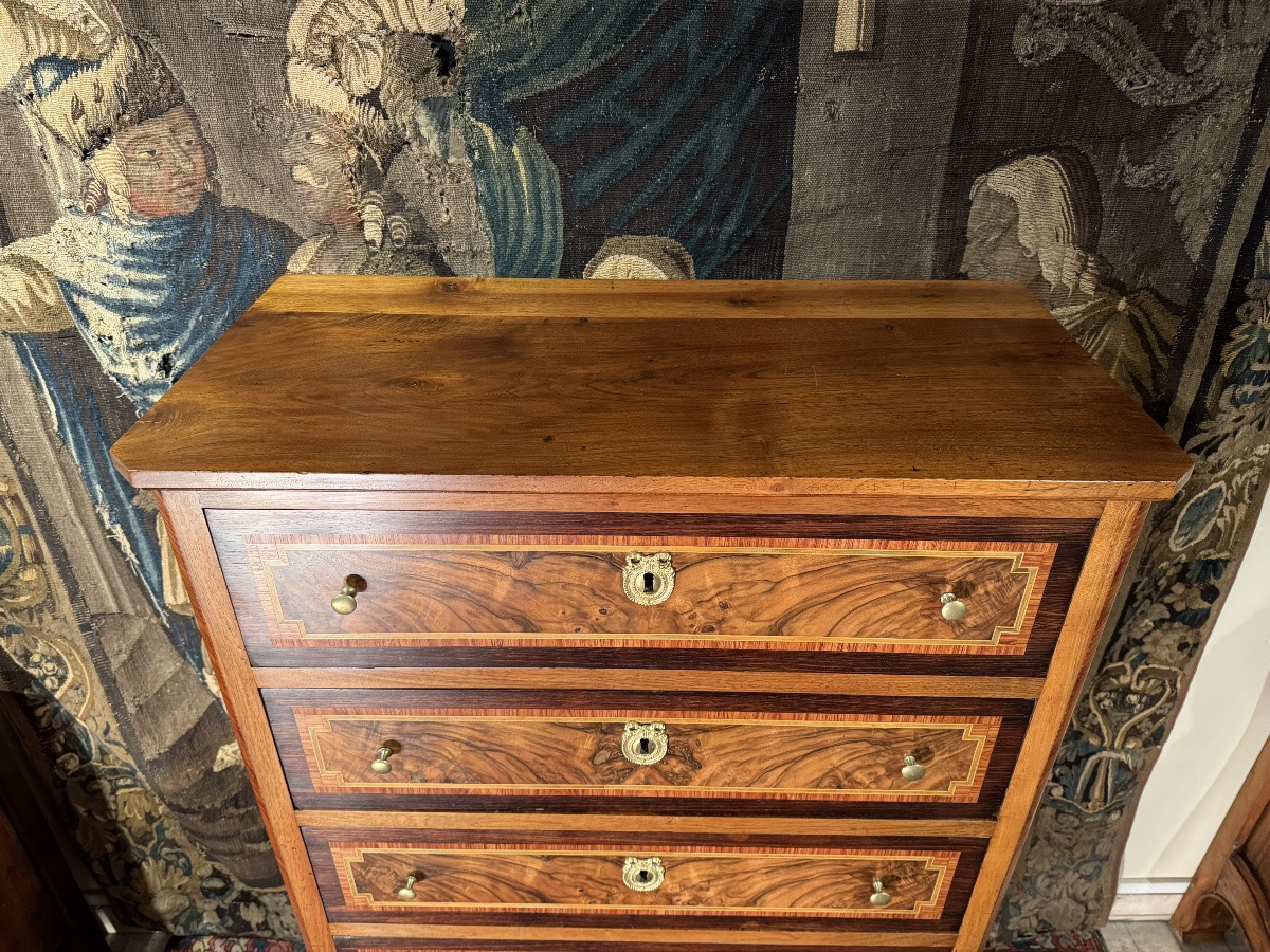 Louis XVI Marquetry Chest Of Drawers, 19th Century -photo-3