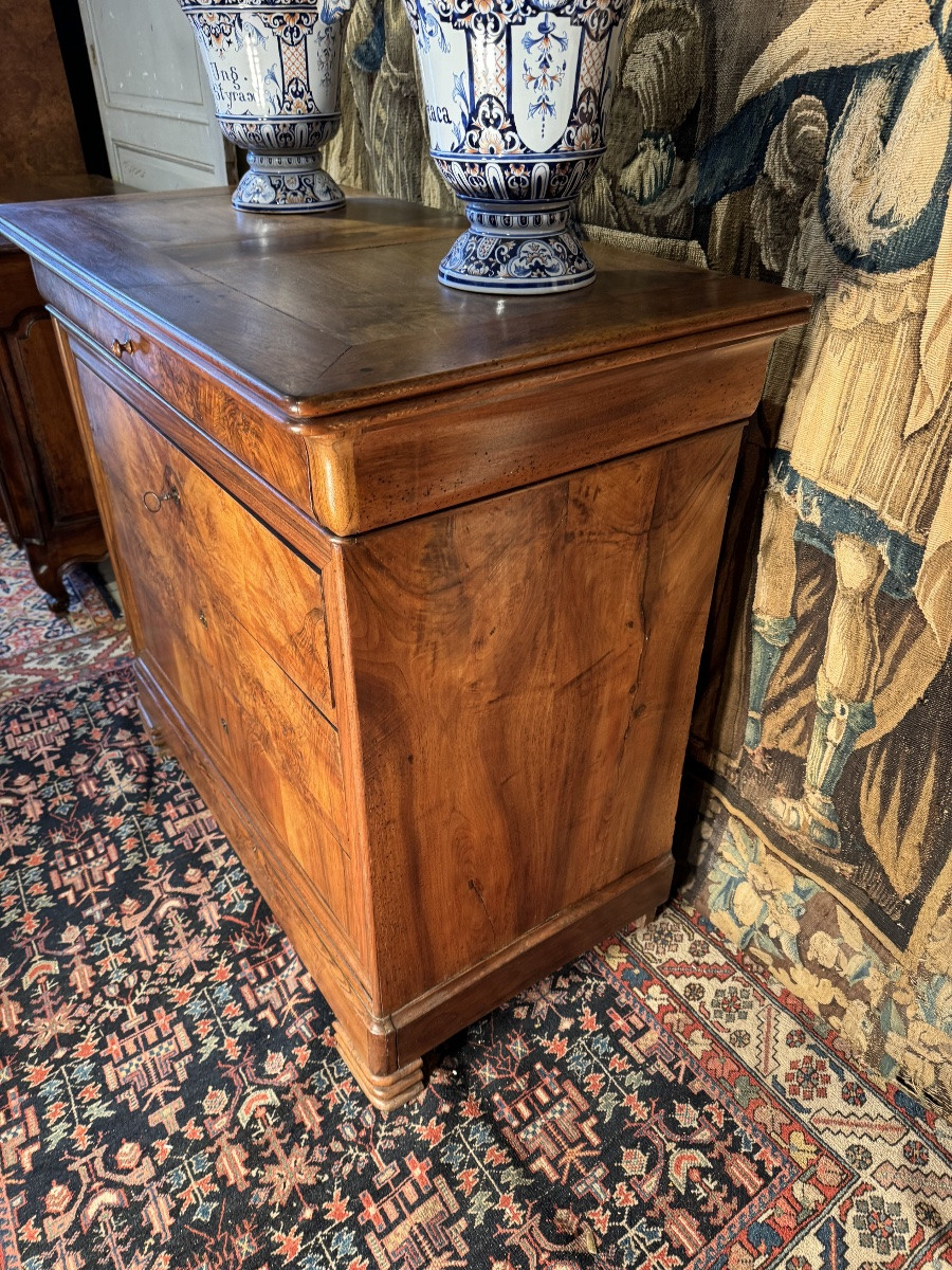 Commode Louis Philippe en ronce de noyer 19 eme -photo-1