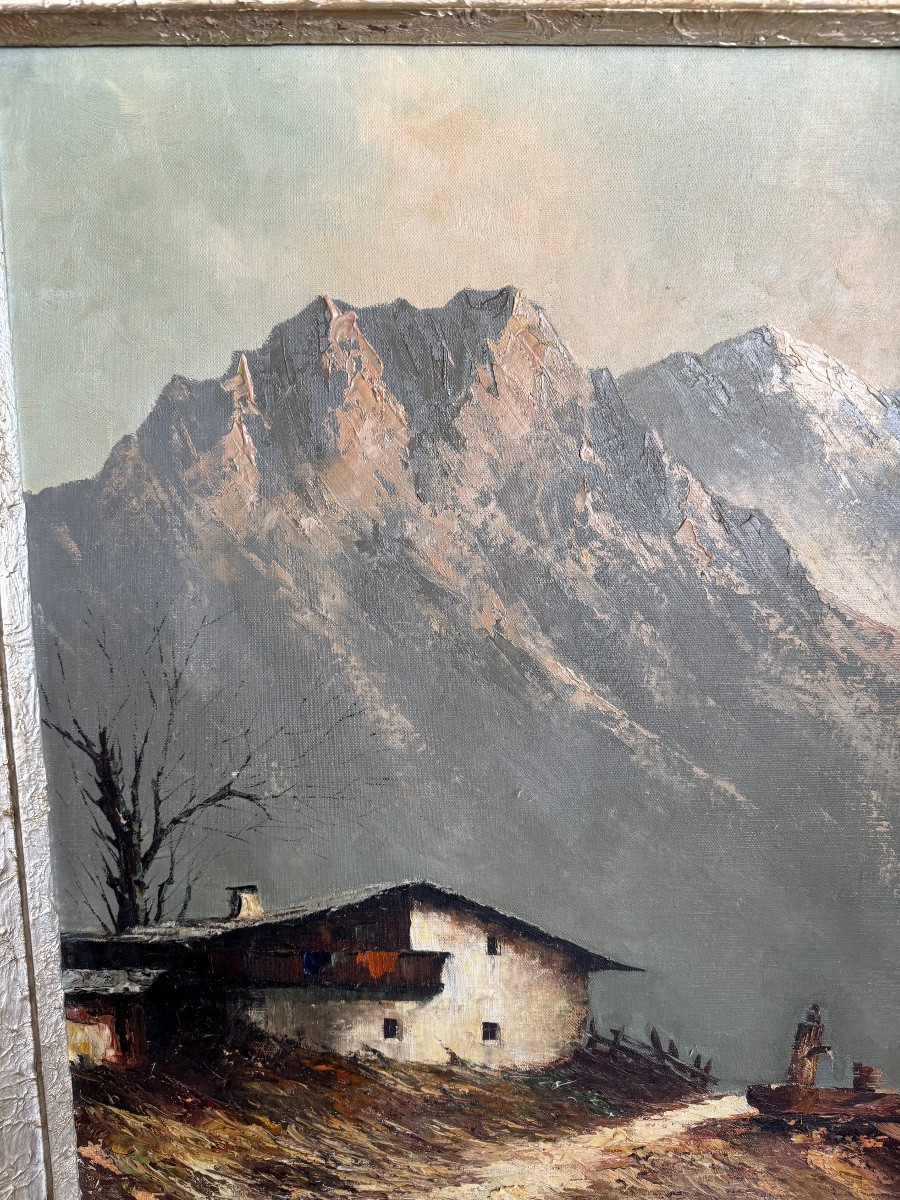 Large Painting Seen From The Mountain, 20th Century -photo-2