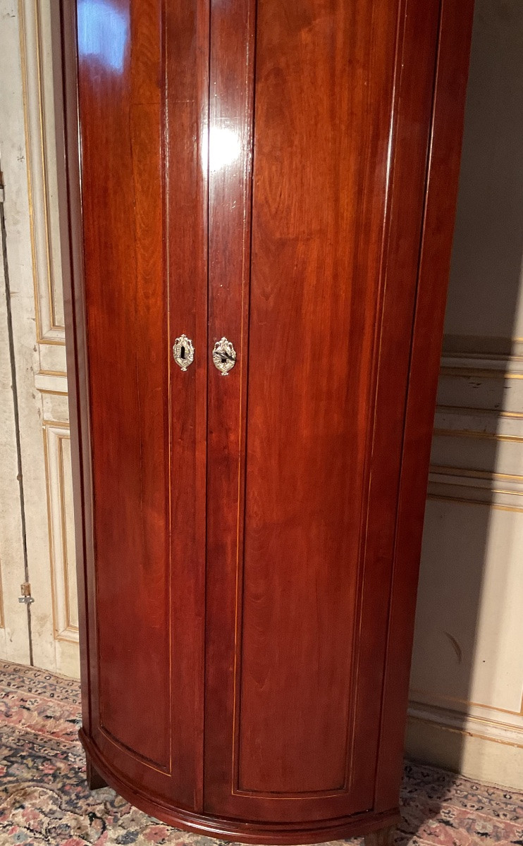Louis XVI Period 18th Century Mahogany 2-door Corner Cabinet, Port Work -photo-3