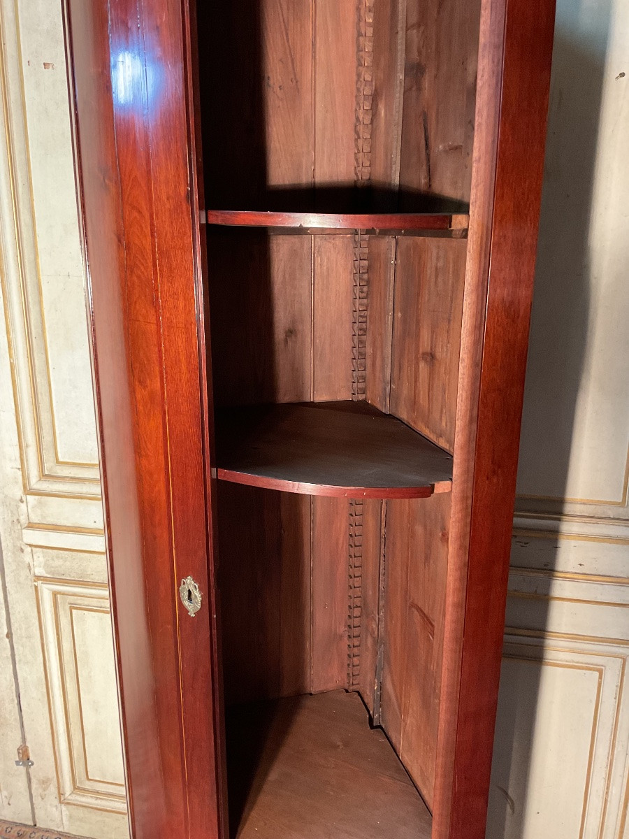 Louis XVI Period 18th Century Mahogany 2-door Corner Cabinet, Port Work -photo-4