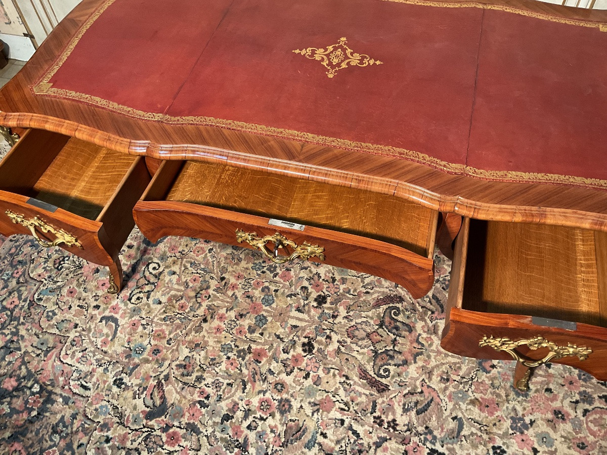 Louis XV Style Desk In Rosewood And Fine Bronzes -photo-3