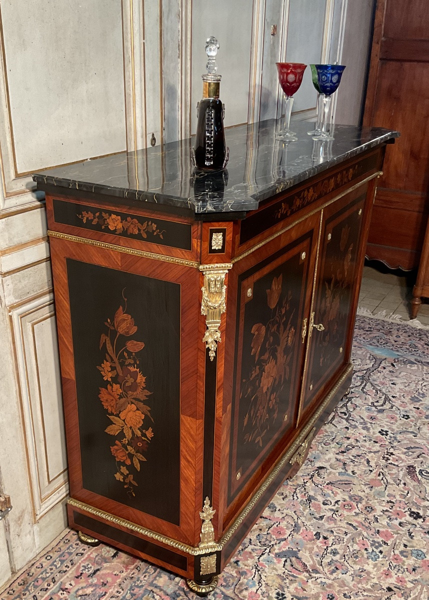 Buffet à 2 portes Napoléon III en marqueterie 19 eme siècle -photo-3