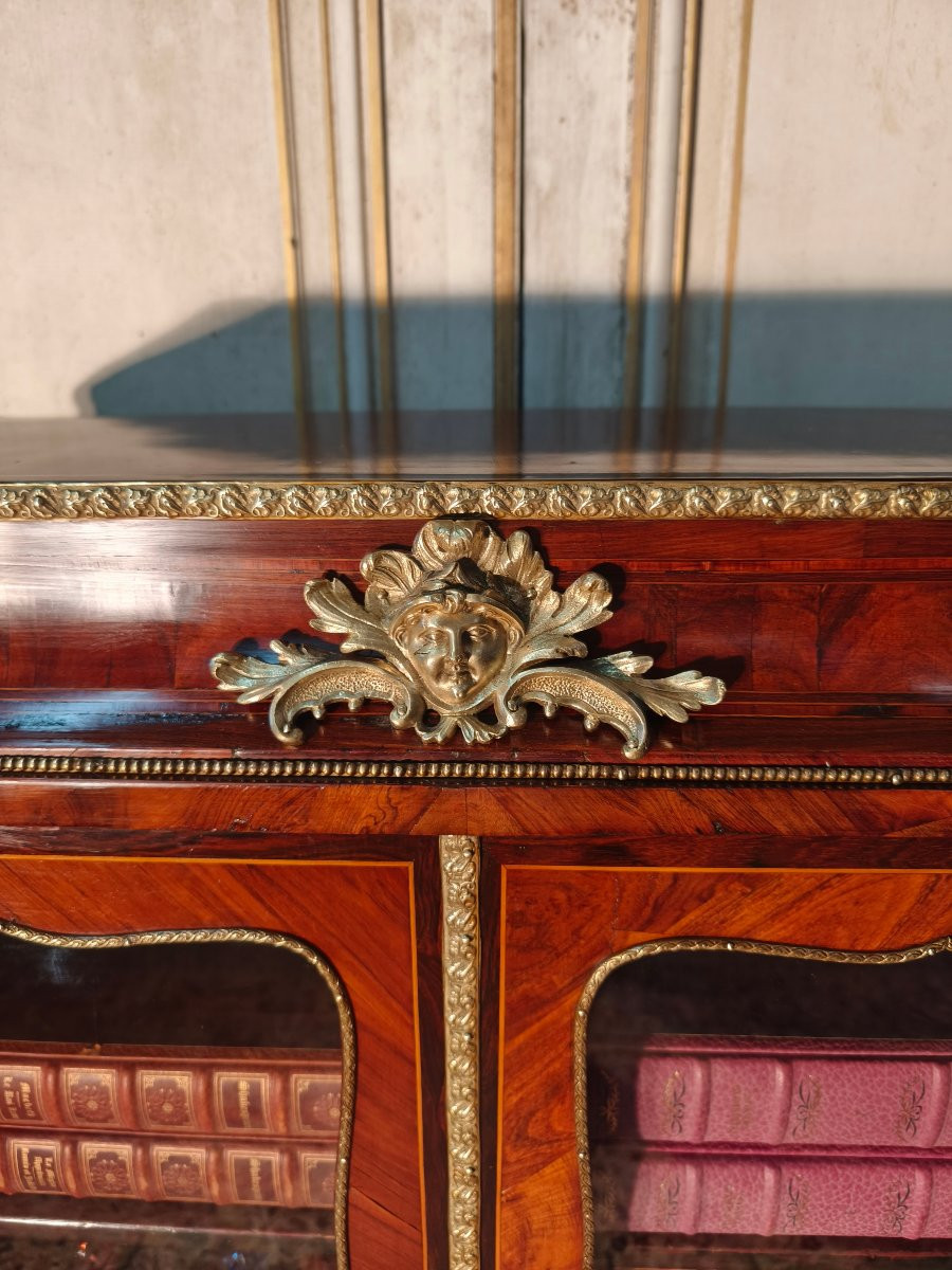 Bibliothèque louis XV en marqueterie 18 ème -photo-1