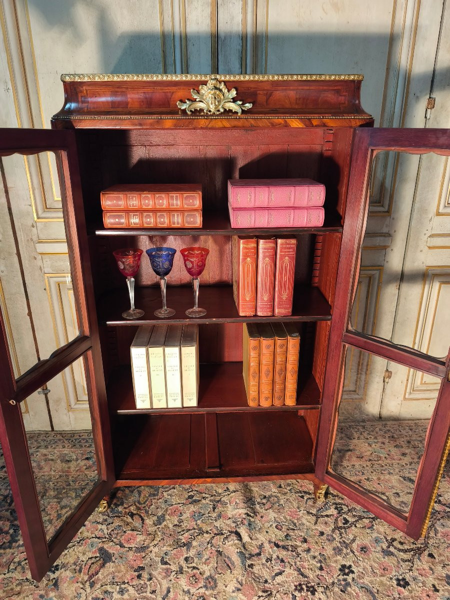 Bibliothèque louis XV en marqueterie 18 ème -photo-5