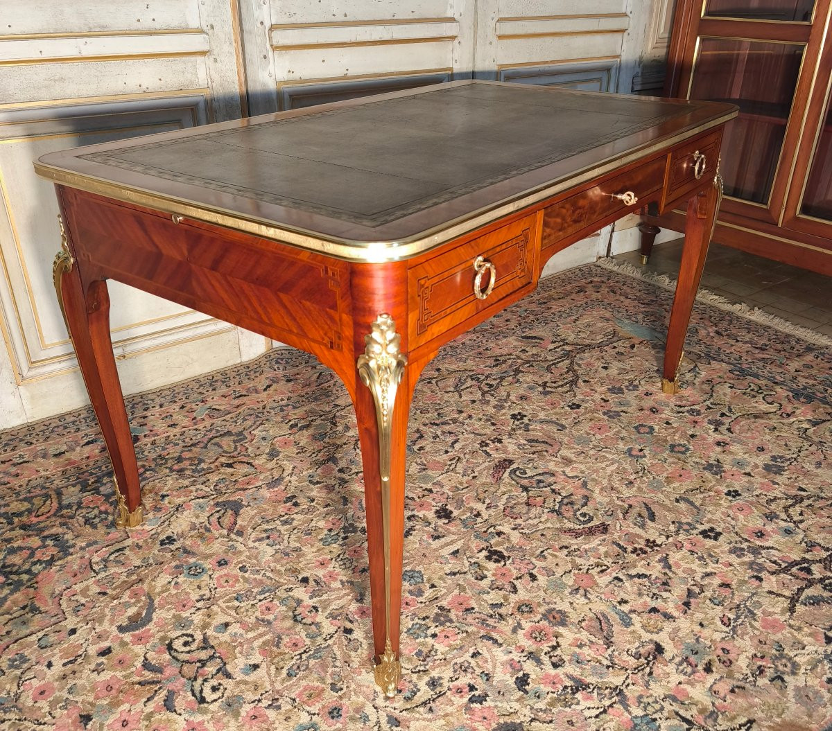 Bureau 19 ème en marqueterie et bronzes -photo-2