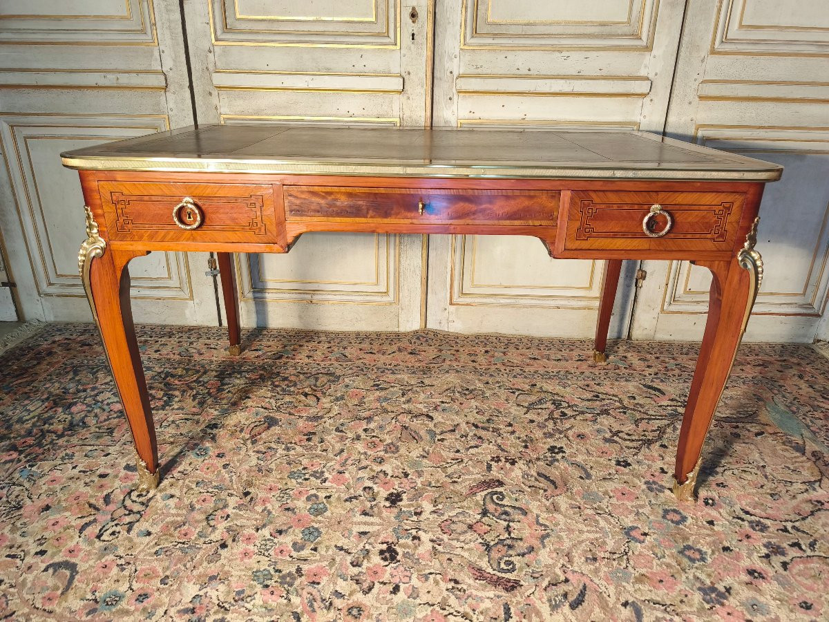 Bureau 19 ème en marqueterie et bronzes -photo-2