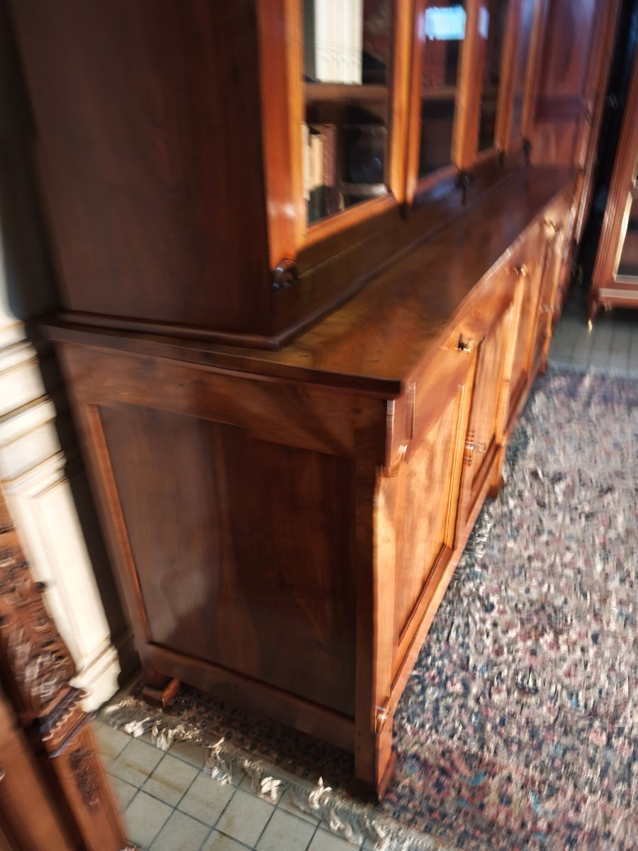 Large 19th Century Blond Walnut Bookcase -photo-1