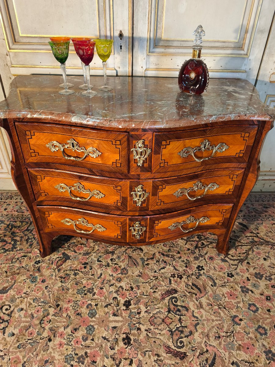 Commode en marqueterie 18 ème siècle louis XV -photo-1