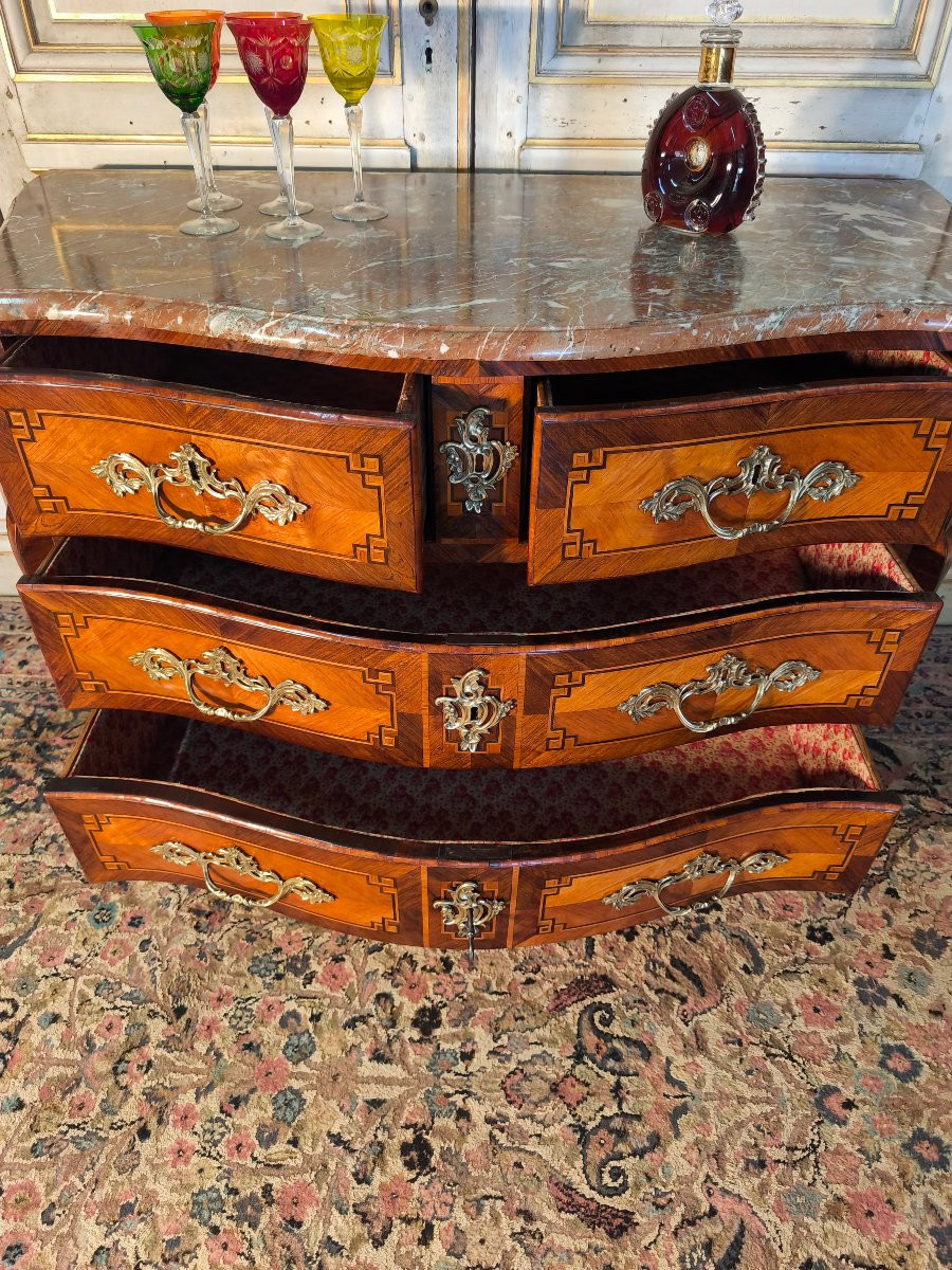Commode en marqueterie 18 ème siècle louis XV -photo-2