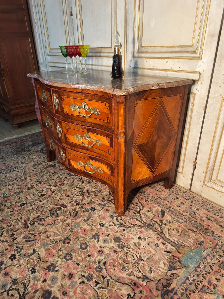 Commode en marqueterie 18 ème siècle louis XV -photo-3