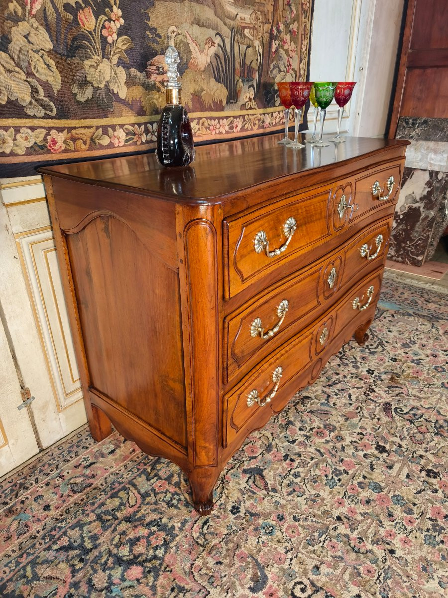 Commode louis XV en noyer du 18 ème siècle -photo-2