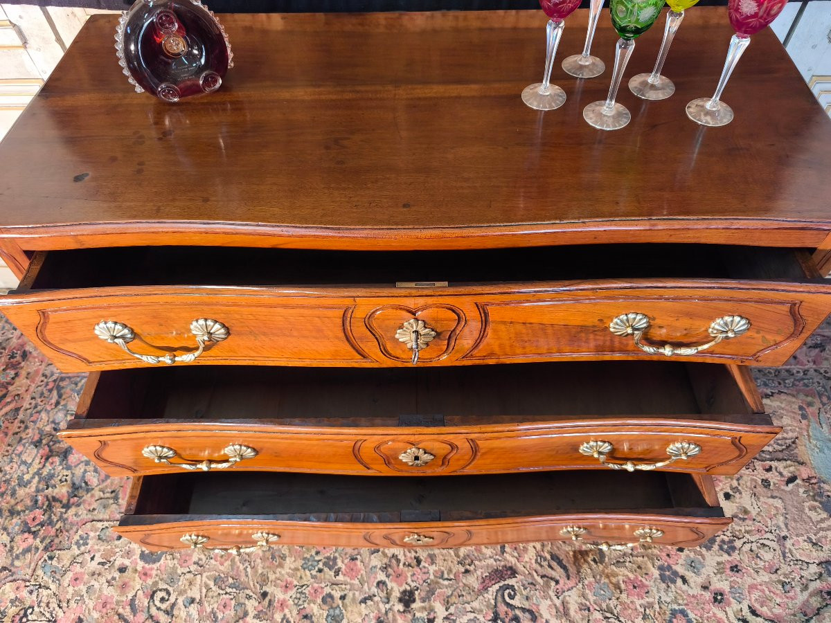 Commode louis XV en noyer du 18 ème siècle -photo-2