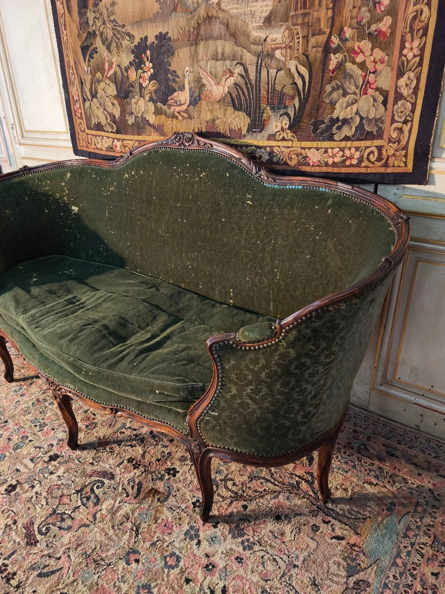 Louis XV Period Walnut Basket Sofa, 18th Century -photo-2