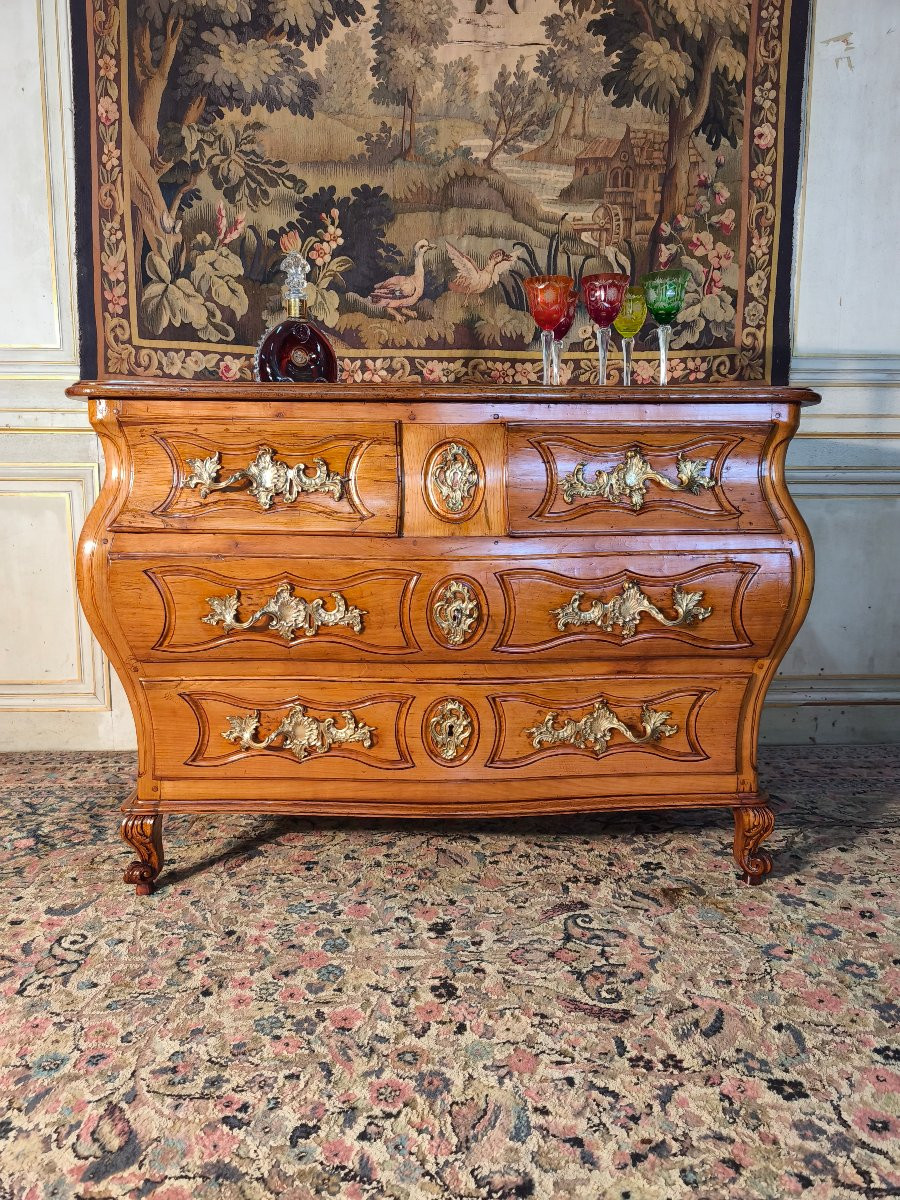 Commode tombeau louis XV en merisier du 18 ème siècle -photo-2