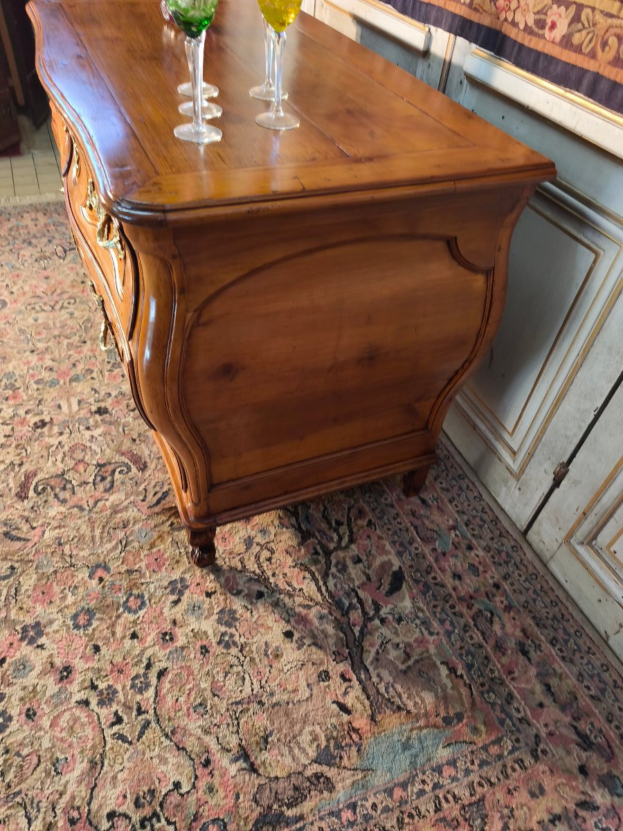 Commode tombeau louis XV en merisier du 18 ème siècle -photo-3