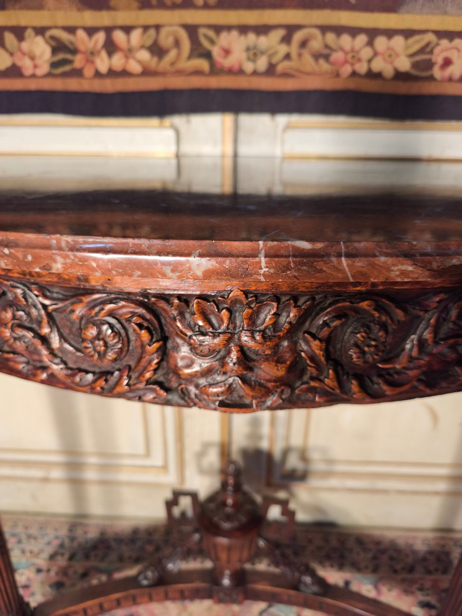 Louis XVI Period Console Table In Carved Oak, 18th Century -photo-3