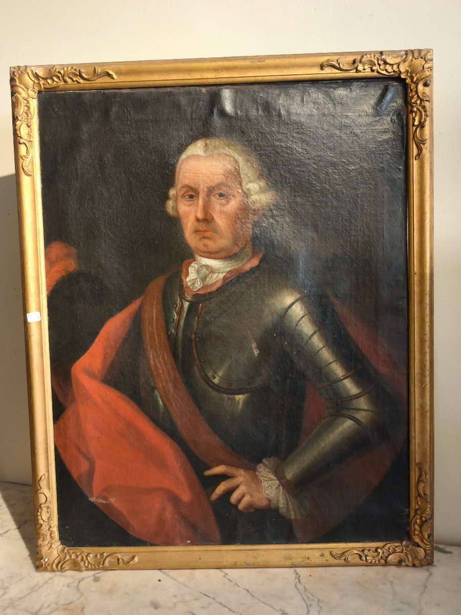 Portrait HST du seigneur Albert Ferdinand en armure 1716-photo-2