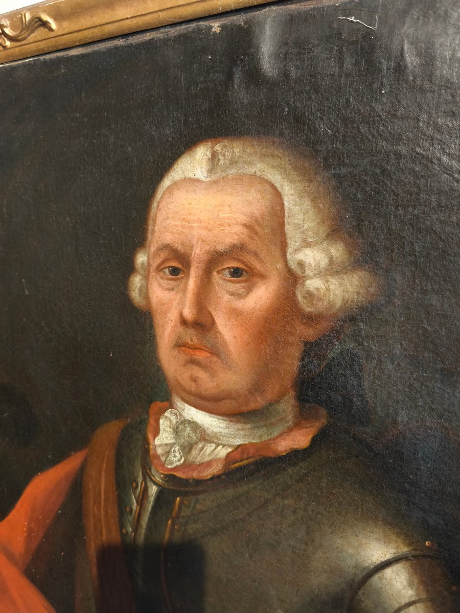 Portrait HST du seigneur Albert Ferdinand en armure 1716-photo-3