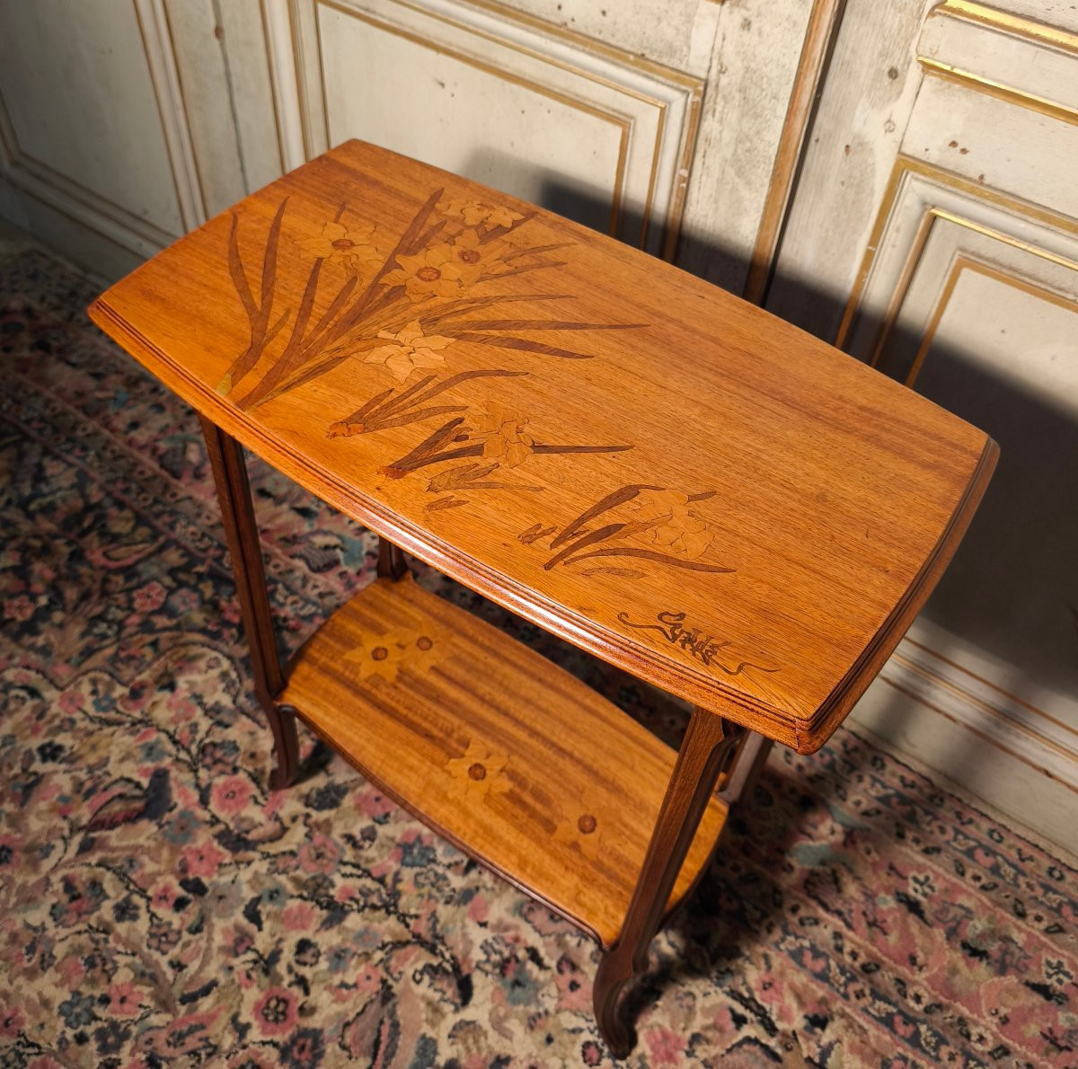 émile Gallé Art Nouveau Marquetry Table-photo-3
