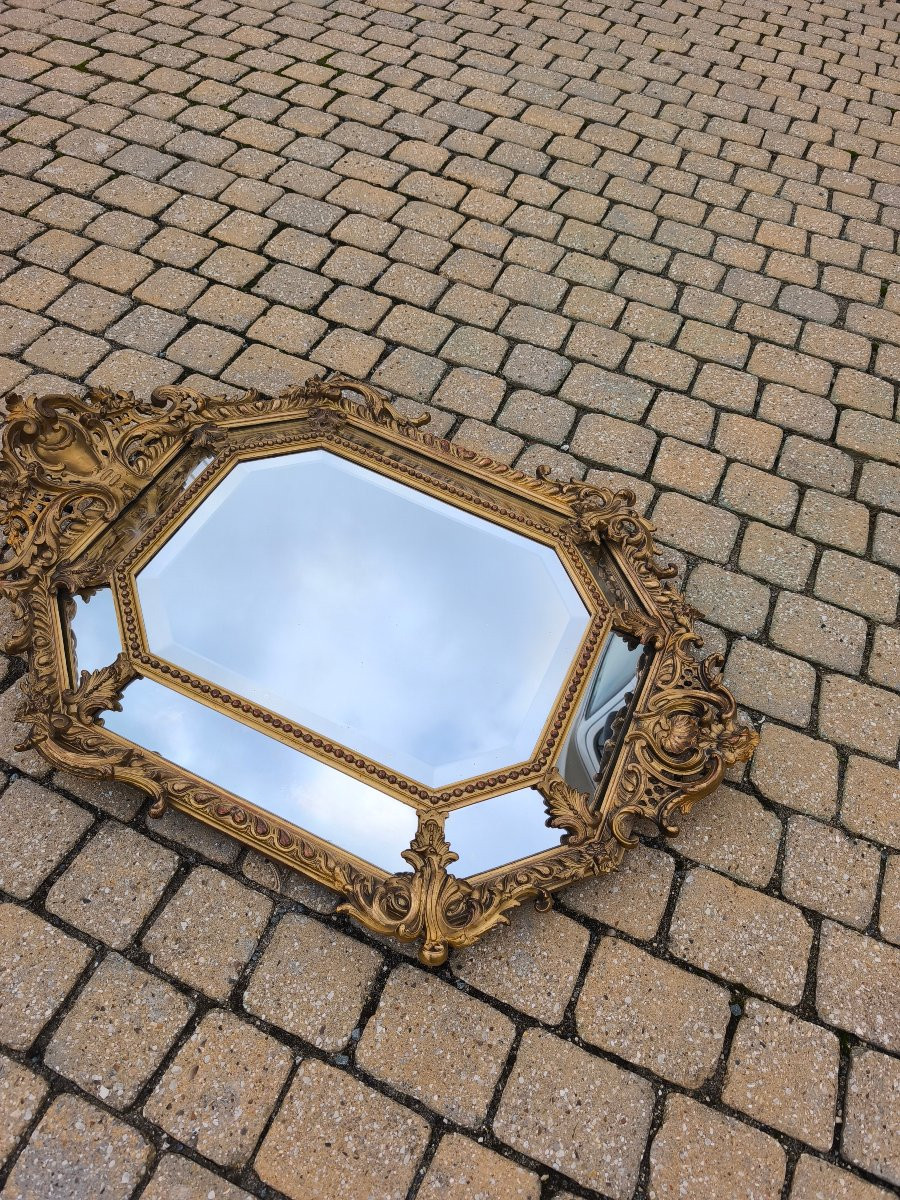 Napoleon III Gilded Glazing Bead Mirror -photo-1