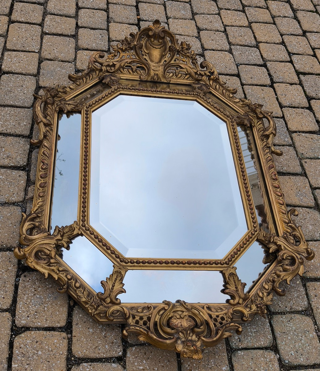 Napoleon III Gilded Glazing Bead Mirror 