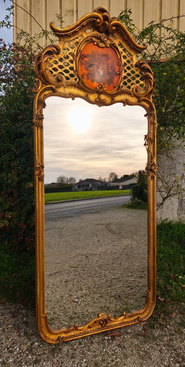 Grand miroir Napoléon 3 aux angelots -photo-2