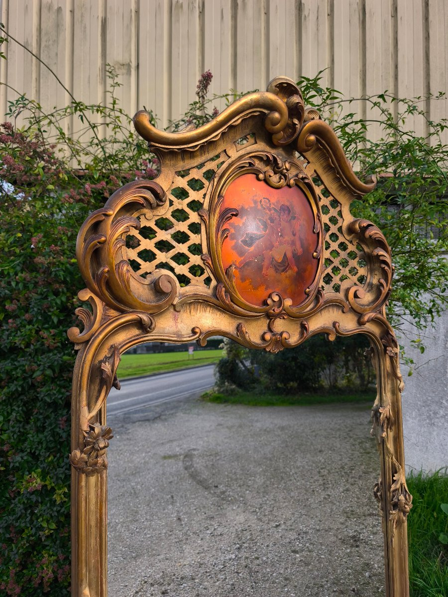 Grand miroir Napoléon 3 aux angelots -photo-3