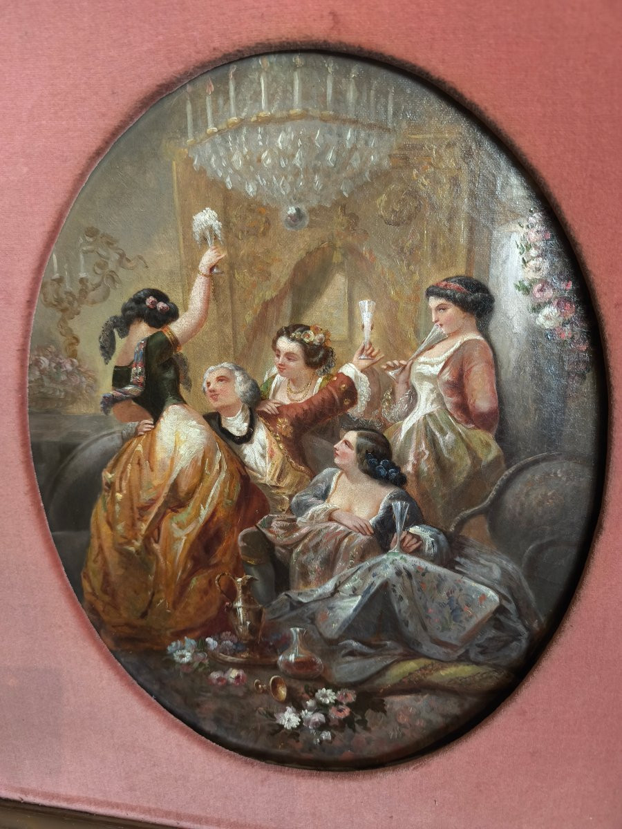 Tableau HST scène l'orgie au champagne 19 ème -photo-2