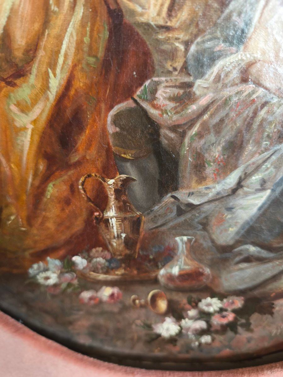 Tableau HST scène l'orgie au champagne 19 ème -photo-4