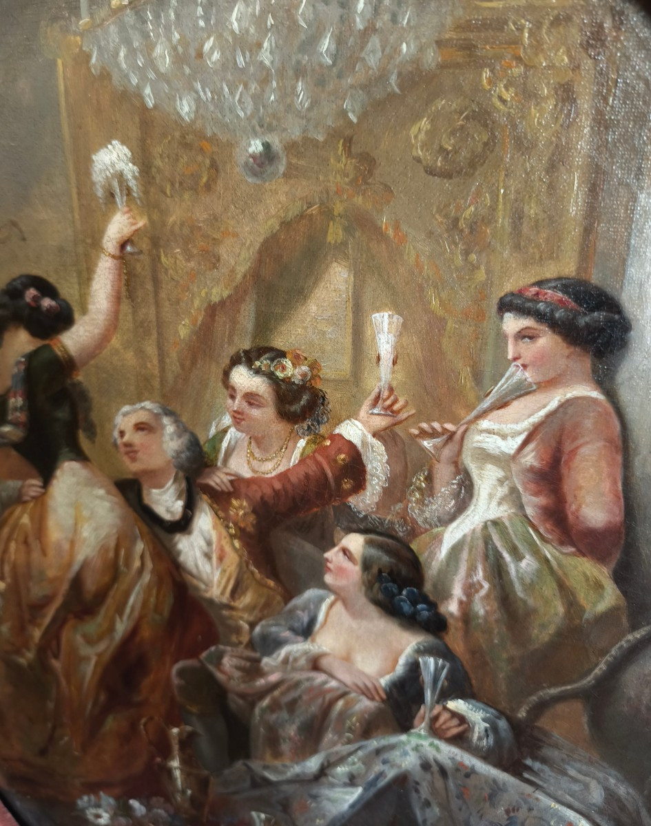 Tableau HST scène l'orgie au champagne 19 ème 