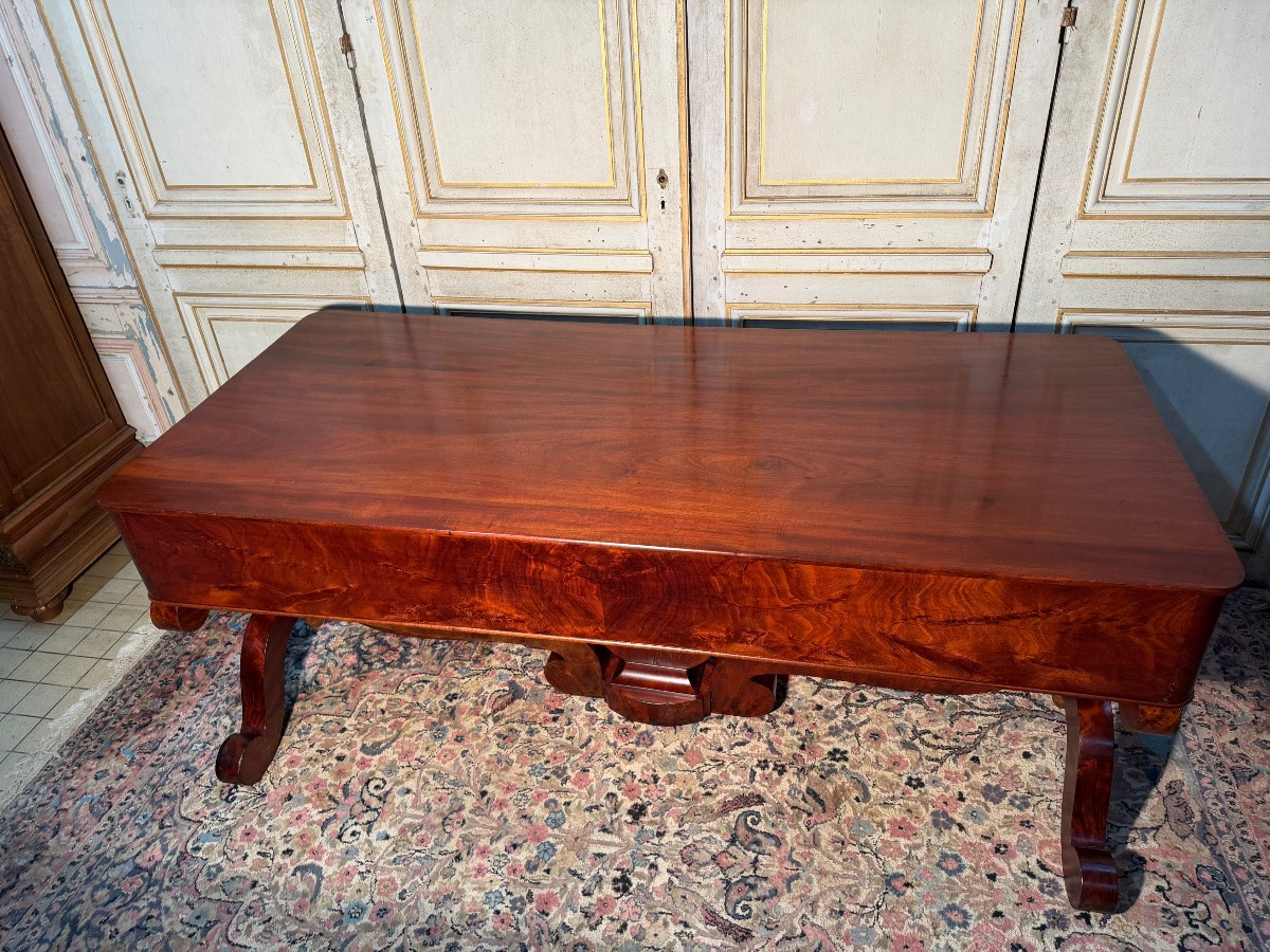 Grand bureau Empire Napoléon en acajou décor à la harpe -photo-5