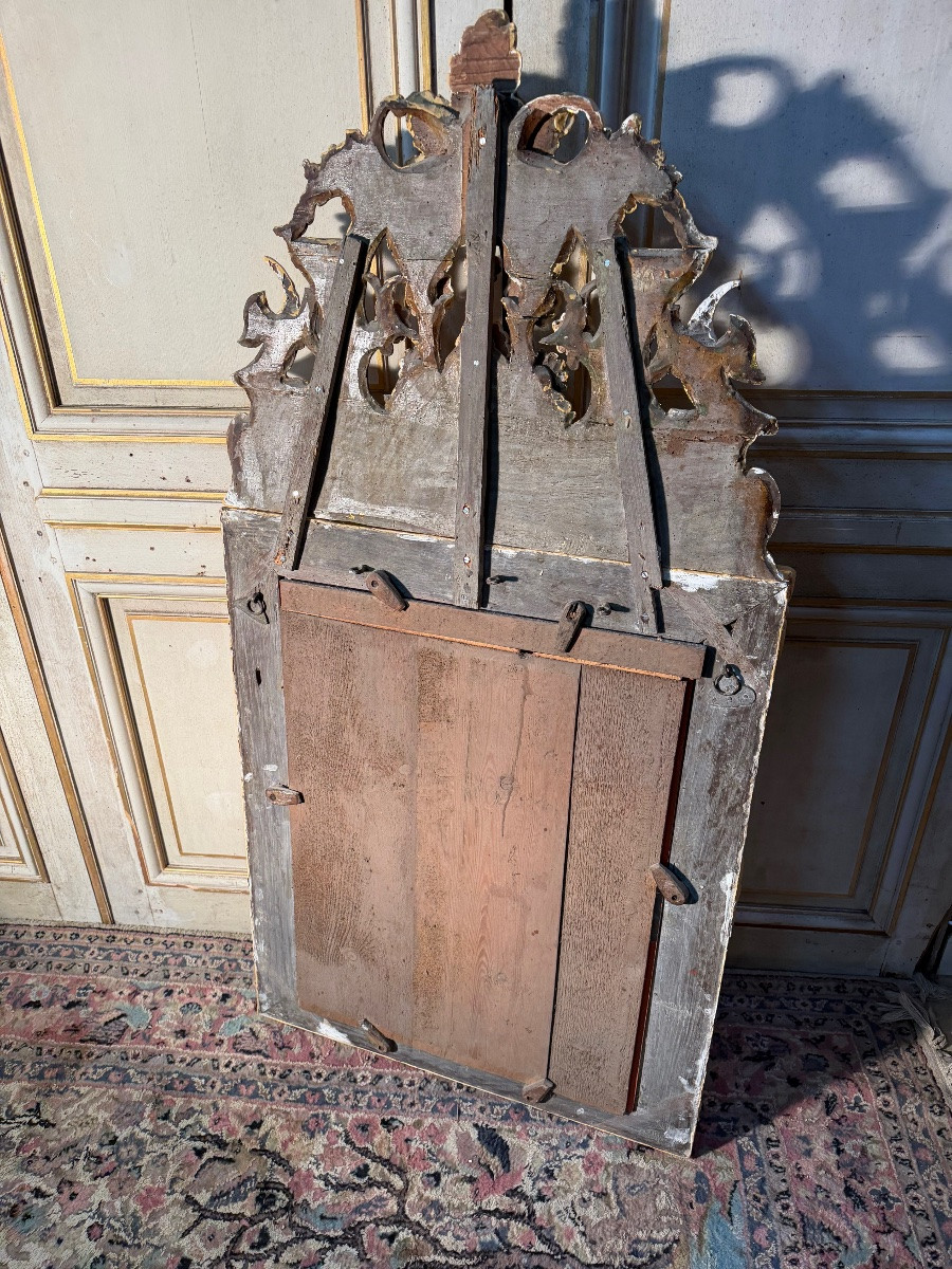 Large Regency Mirror In Gilded Wood, 18th Century -photo-5