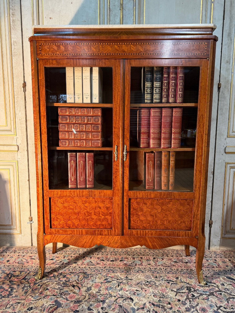 Late 19th Century Marquetry Bookcase -photo-2