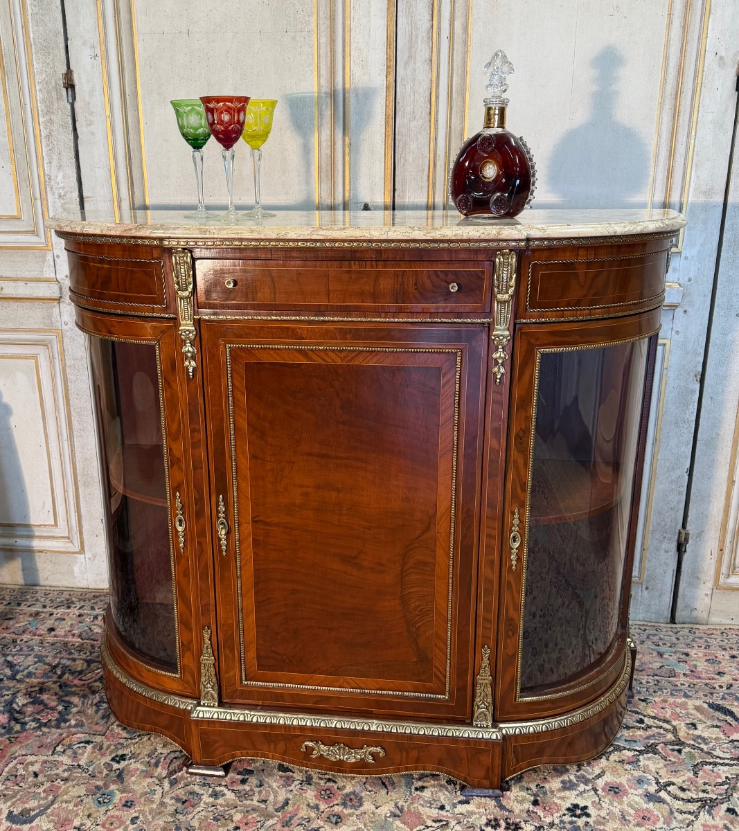 Napoleon III Mahogany And Bronze Display Cabinet 