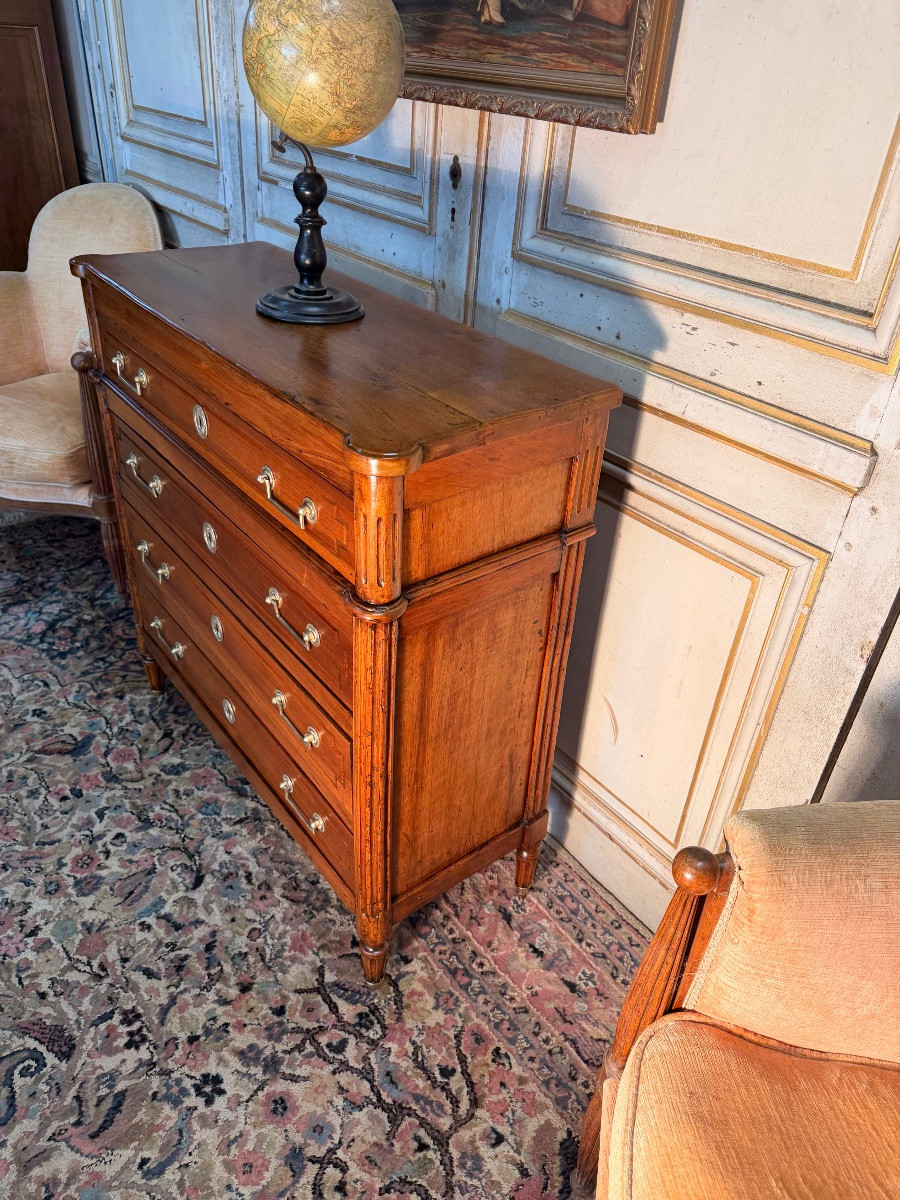 Small Louis XVI Period Walnut Chest Of Drawers, 18th Century -photo-4