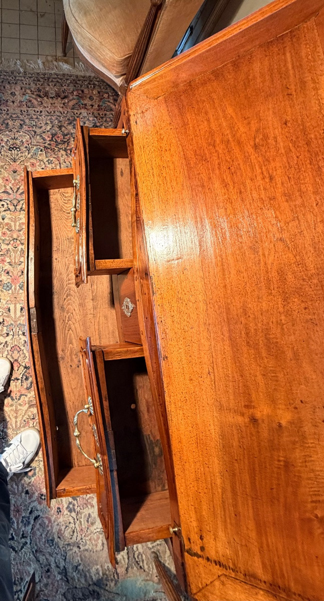 Louis XV Curved Slant-front Desk In Walnut, 18th Century -photo-3