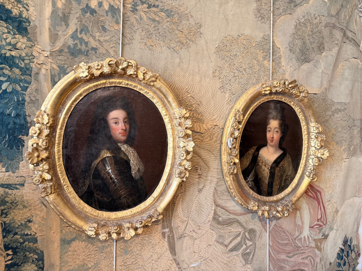 Paire de portrait fin 17 eme d époque régence -photo-2
