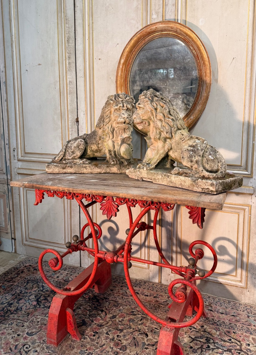 Paire de lions ancien -photo-5