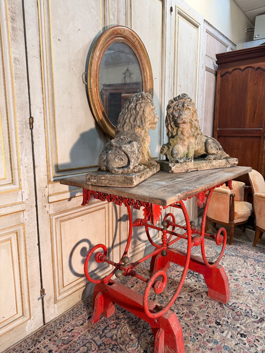 Paire de lions ancien -photo-6