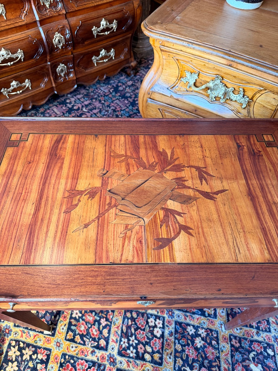 Lady's Table In Marquetry In The Topino Style 19th Century-photo-3