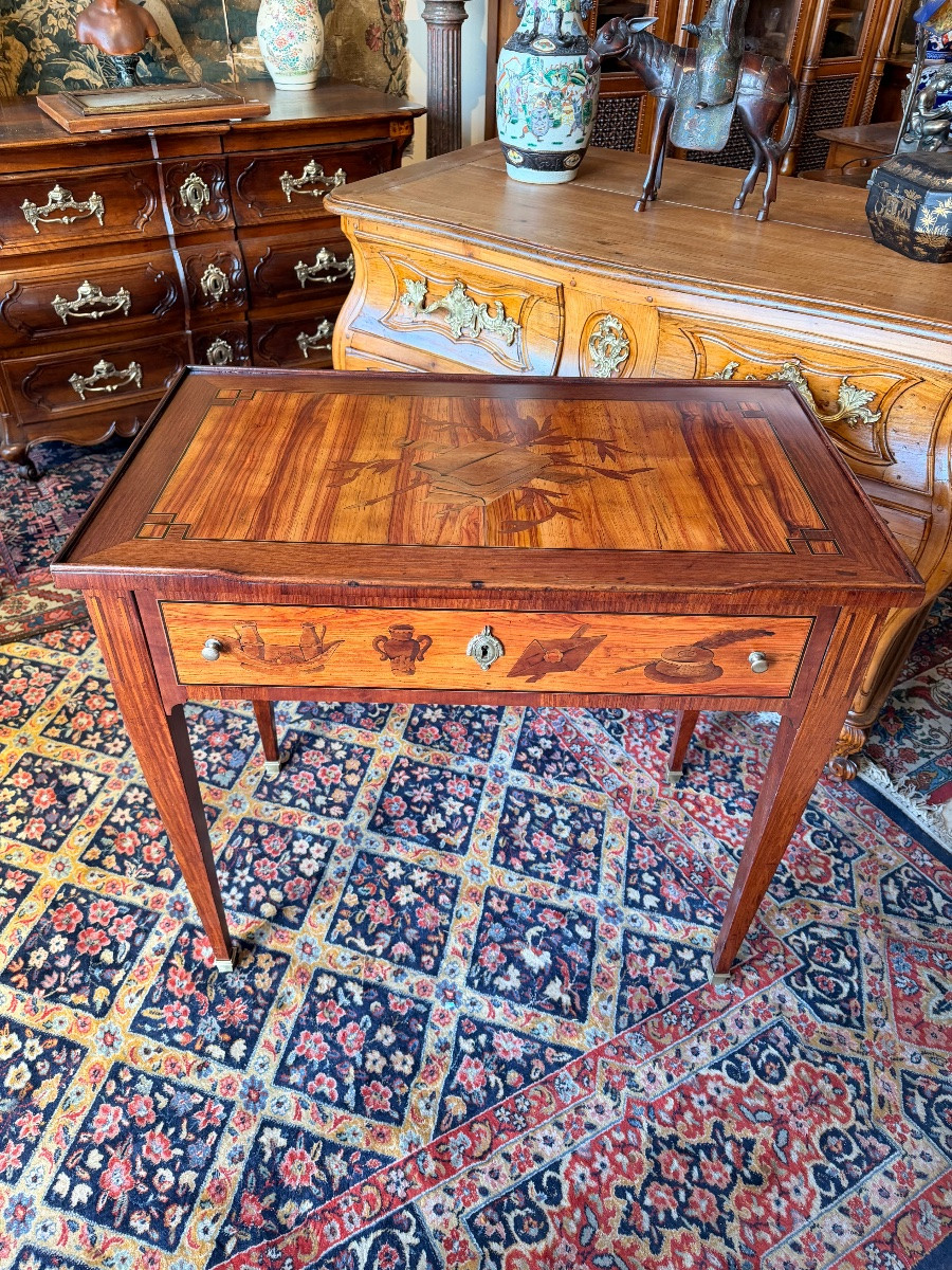Lady's Table In Marquetry In The Topino Style 19th Century-photo-5