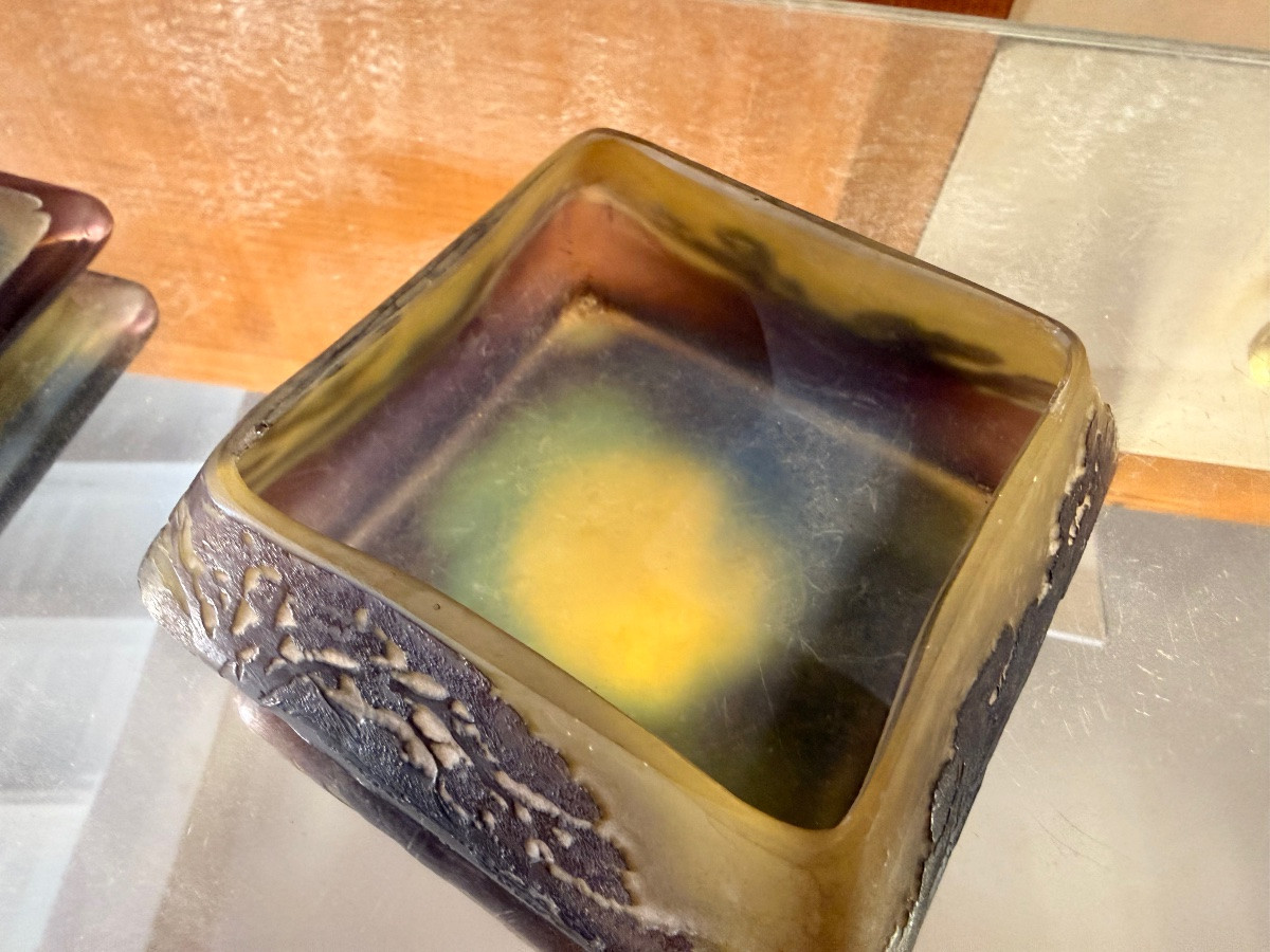 émile Gallé Glass Paste Box With Art Nouveau Butterfly Decoration-photo-2