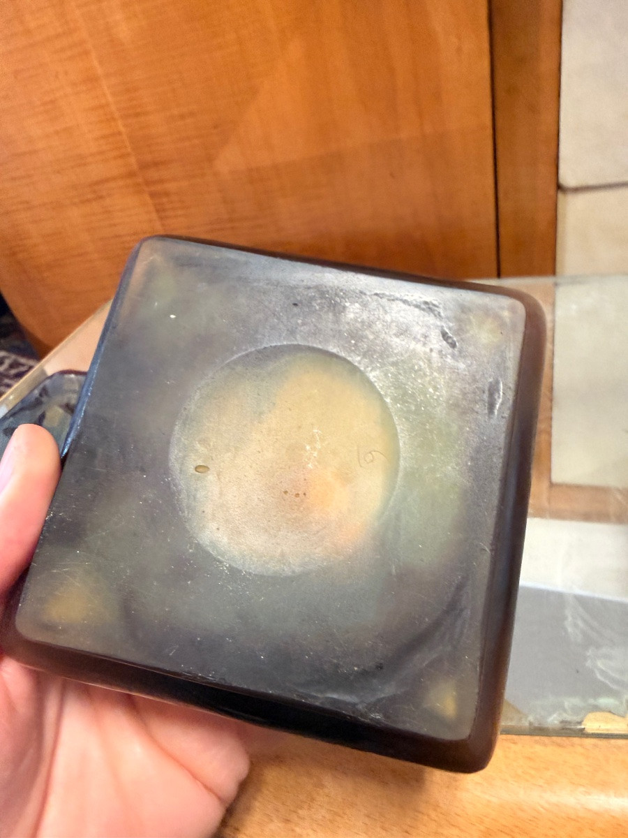 émile Gallé Glass Paste Box With Art Nouveau Butterfly Decoration-photo-3