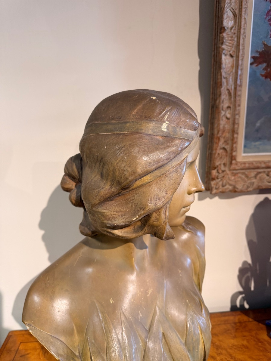 Buste en terre cuite art nouveau Friedrich Goldscheider 1890-photo-3