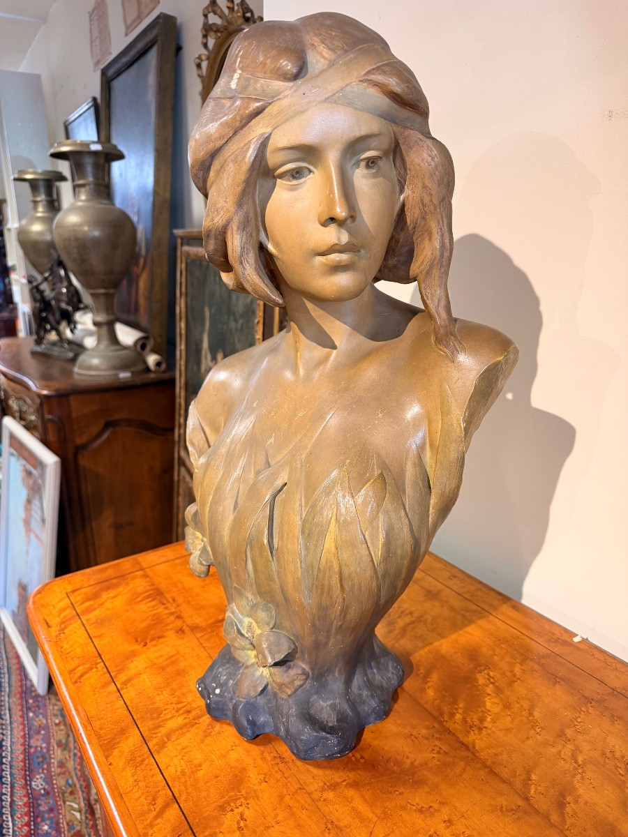Buste en terre cuite art nouveau Friedrich Goldscheider 1890-photo-4