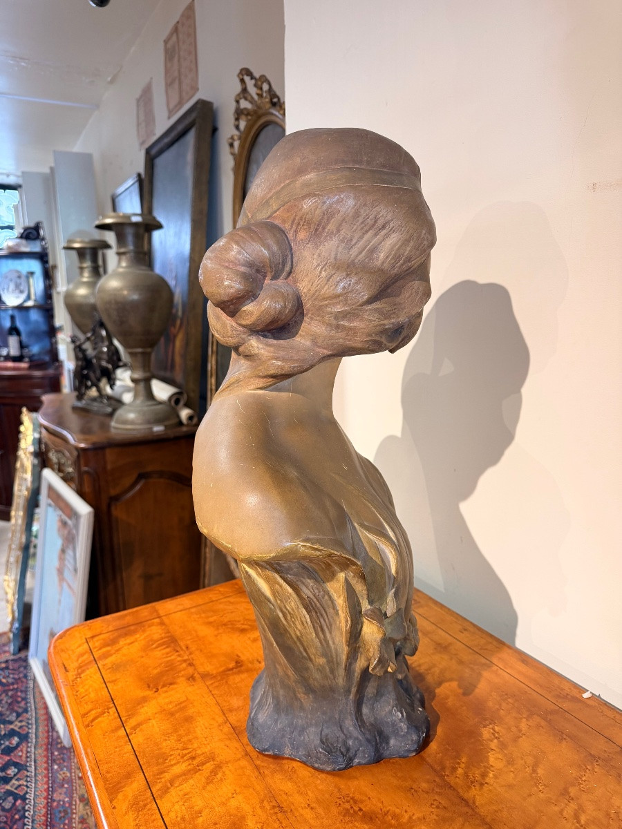 Buste en terre cuite art nouveau Friedrich Goldscheider 1890-photo-3