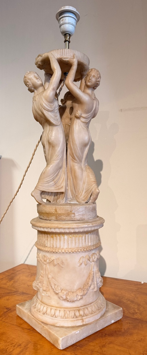 Large Alabaster Lamp In The Louis XVI 19th Century Style