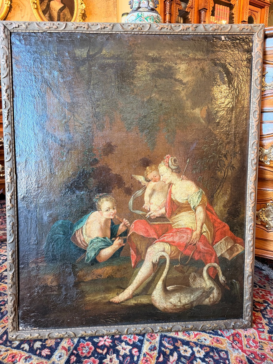 Tableau 18 eme leda et les cygnes dans le goût de Nicolas Vleughels-photo-2