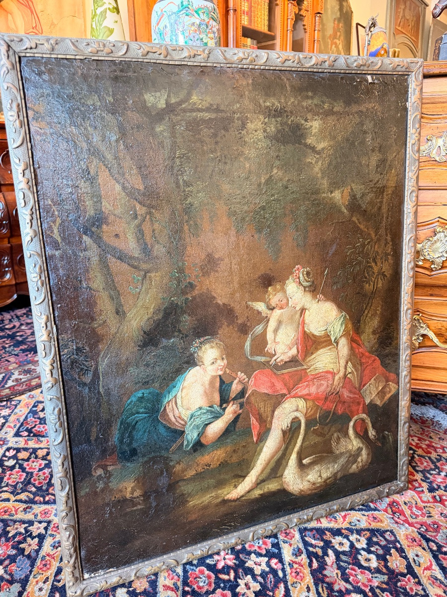 Tableau 18 eme leda et les cygnes dans le goût de Nicolas Vleughels-photo-3